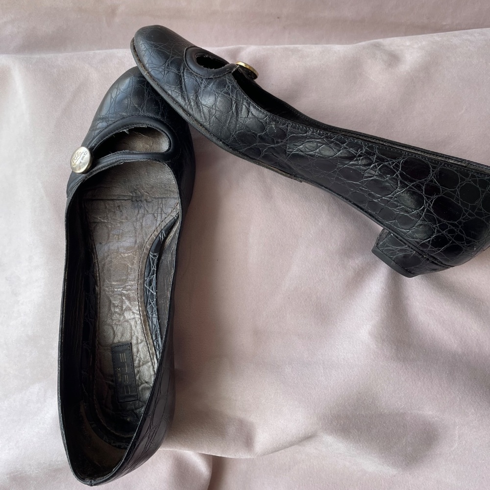 ETRO Leather printed Black Flats – Made in Italy – EU 38.5 [US 8]